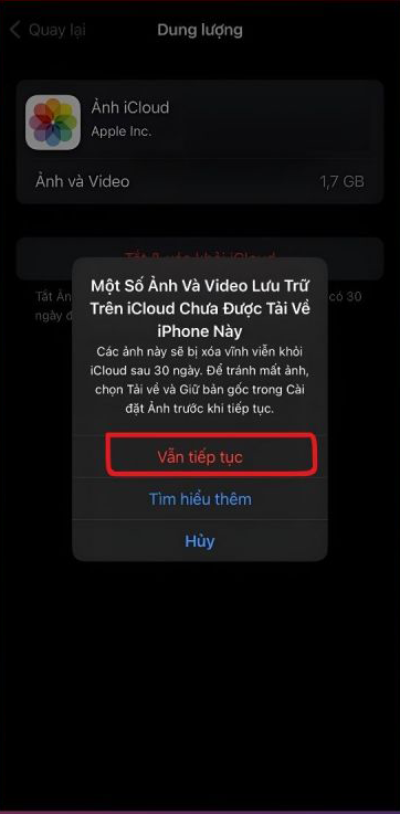 Cách xóa ảnh trên iCloud bằng điện thoại bước 4